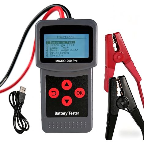Car Battery Tester 12V 40-2000CCA 3AH-220AH interface (French/English/German/Spanish) for Motorcycles, Snowmobiles, Boats, Cars, etc. (1/5)