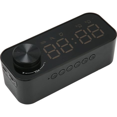Enceinte Bluetooth, mini enceinte Bluetooth avec basses puissantes, emplacement pour carte mémoire, double réveil, noire (1/5)