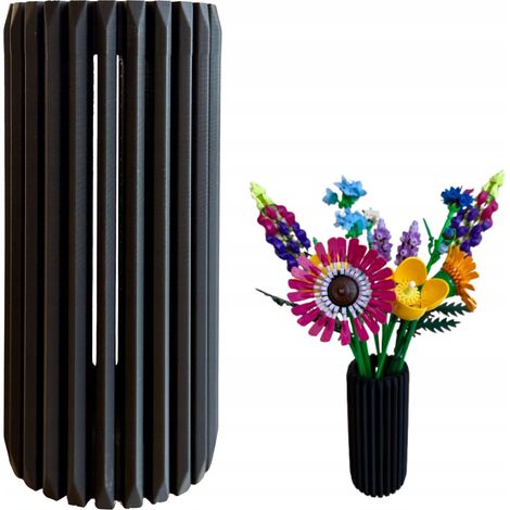 Vaso Lego per fiori, erba artificiale, decorativo, moderno, nero, 17 cm (1/5)