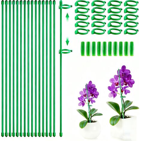 Tuteurs pour Plantes,20 Pièces Tuteur Plante Interieur,20 Tiges de Plantes Clips,10 Tiges Tube d'extension, Attache Plante, Tuteur Orchidee, Fixation de Croissance des Plantes (1/5)