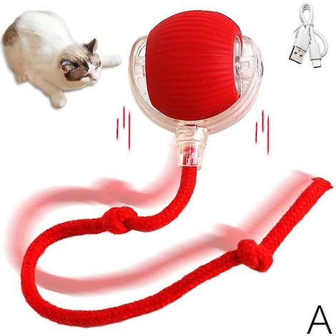 Balle interactive pour chat Cujmh, jouet pour animaux de compagnie en PC et silicone activé par le mouvement, avec batterie rechargeable, 1 lot (1/4)