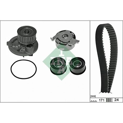 Pompe à eau + kit de courroie crantée INA 530 0358 31 BUICK 09128738 1334041