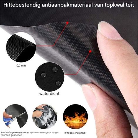 Grillmatte – Teflon-Antihaftmatte – Wiederverwendbare Backmatte – Ofenfest bis 260 °C – Für Fleisch, Fisch und Gemüse – Schwarz – 40 x 33 cm – 5 Stück (1/4)