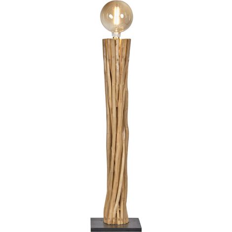 Lampadaire H. 116 cm branches en bois de teck et socle noir - BANZAÏ (1/5)