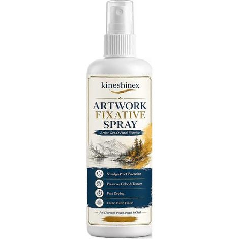 Spray fixateur à séchage rapide de 120 ml, idéal pour les dessins au fusain, au pastel et à l'esquisse. Sèche rapidement et dure longtemps. (1/5)