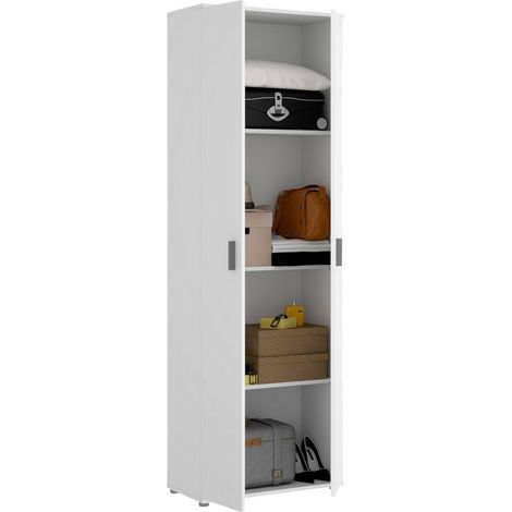 Dmora - Armario multiusos Serro, Zapatero multiusos, Armario con 2 puertas, 61x35h190 cm, Blanco