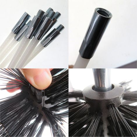 Ensemble de 33 pièces comprenant une brosse pour tuyau de perceuse électrique, une brosse pour conduit de sécheuse de 40 cm et une brosse électrique pour le nettoyage de cheminée. (1/5)