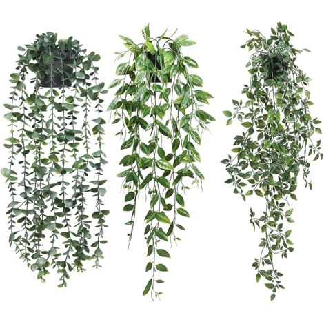 Plantes suspendues artificielles lot de 3, fausses plantes en pot murales pour décoration maison chambre bureau (1/5)