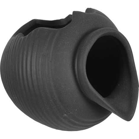 Vase Fontaine Décoratif en Céramique Noire Circulation d'eau et Plante Hydroponique, pour Jardin d'eau et Arrière-Cour Toute Saison (1/5)