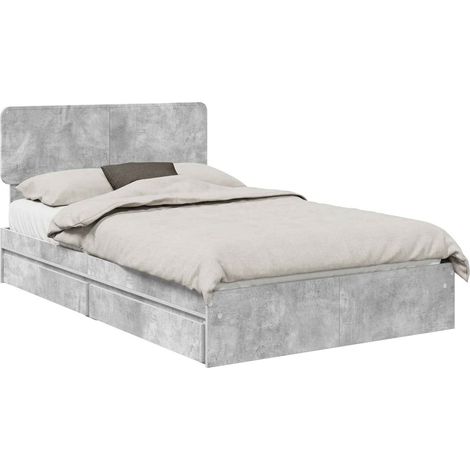 Maison Exclusive - Letto con Contenitore con testiera Grigio cemento 135 x 190 cm