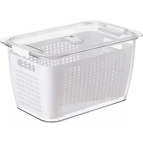 Japanischer 2-stöckiger Abtropfkorb für Kühlschränke mit weißem Filter, mittelgroß, 1,7 l