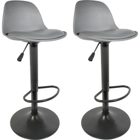 Lot de 2 Tabourets de Bar "Isak" 104cm Gris (1/5)