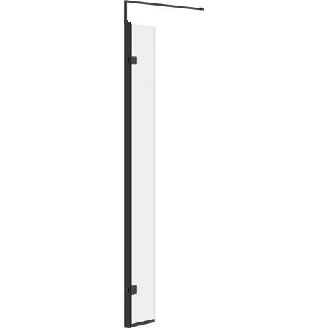Colore 8mm Clear Glass Matt Black 1850mm x 300mm Walk In Hinged Return Shower Screen (1/4)