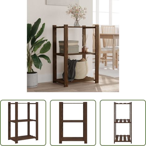 Kieferholzregal - Lagerregal mit 3 Böden Braun 60x38x90 cm Massivholz Kiefer (1/5)