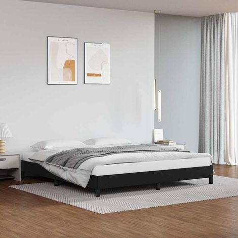 Cadre de lit sans matelas noir 160x200 cm similicuir (1/5)