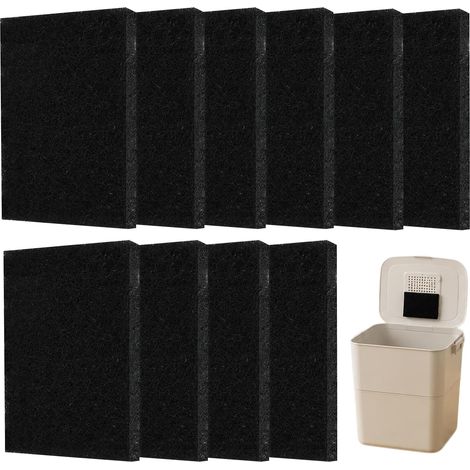 10 Pièces 95 x 70 x 10 mm Filtre Rond Compost, Filtres à Bacs à Compost, Filtres de Remplacement pour Bac à Composts, Filtre à Charbon Actif pour Poubelle, Charbon Actif Filtren Anti-Odeur(Noir) (1/5)
