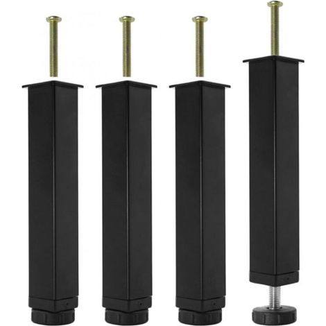 Lot de 4 Pieds Sommier à Lattes Métal 20 cm, Hauteur Réglable, Pieds de Lit Robustesse et Facilité d'Installation (1/5)