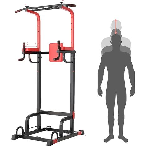 Tour de puissance, Charge maximale 200 kg, Hauteur réglable de 155 cm à 200 cm, 8 niveaux réglables, Matériau en acier titane, Base antidérapante (1/5)