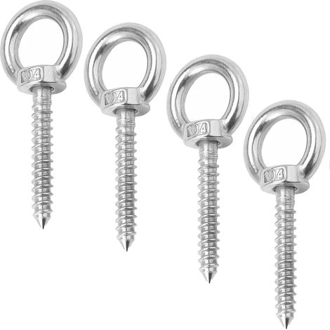 Lot de 4 vis à œillets en acier inoxydable M10, crochet de plafond lourd, vis à œillets, vis à œillets, œillets à vis, pour support de hamac, chaise à bascule, yoga, applications lourdes en intérieur (1/5)