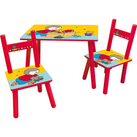 T'CHOUPI Rectangular table 41.5x61x42 cm + 2 chairs 49.5x31x31.5cm