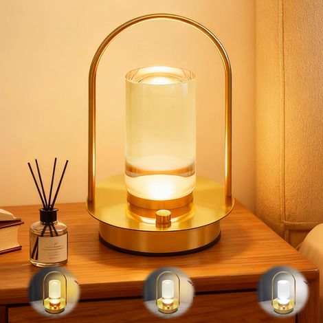 Lampe de chevet tactile à intensité variable - 3 températures de couleur - Veilleuse LED pour enfants - Sans fil - Rechargeable par USB - Pour restaurant, extérieur, table de chevet, salon (1/5)