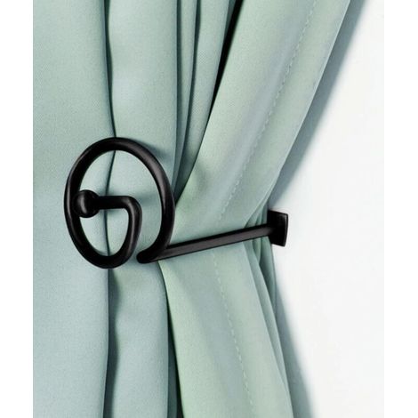 Set of 4 Black Metal Decorative Curtain Tiebacks for Curtains