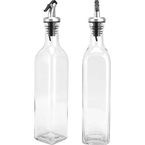 Bidon d'huile en verre et en plastique peint à la bombe pour sauce soja, vinaigre et vin de cuisine (1/5)