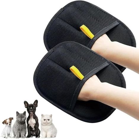 Lot de 2 Gant Poils Animaux Double Face, Gant de Toilettage Chien Chat Rutilisable, Gant pour Enlever Les Poils de multicolo BROSSE