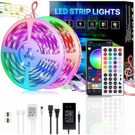 Bande LED, Ruban LED, Bandes Lumineuses, Bluetooth, RGB, 30M, 18 lumières/M, télécommande infrarouge, Bareboard RGB, KINSI (1/5)