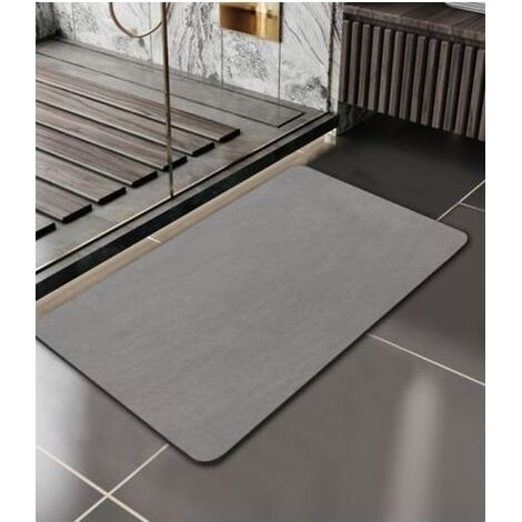 Tapis de Bain Antidérapant, 40X60cm Tapis de Bain, Absorbant Tapis Douche Diatomite, Microfibre Absorbant Tapis Vaisselle, Tapis À Séchage Rapide, Gris (1/4)