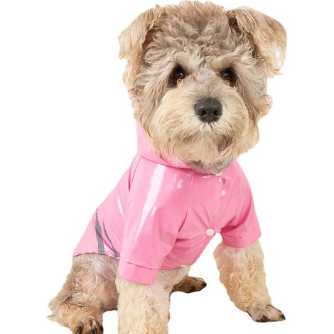 Manteau De Pluie Pour Chien - Veste Imperméable Avec Capuche Et Bandes Réfléchissantes - Pour Petit Et Moyen Chien Ou Chat - Taille S Rose (1/5)