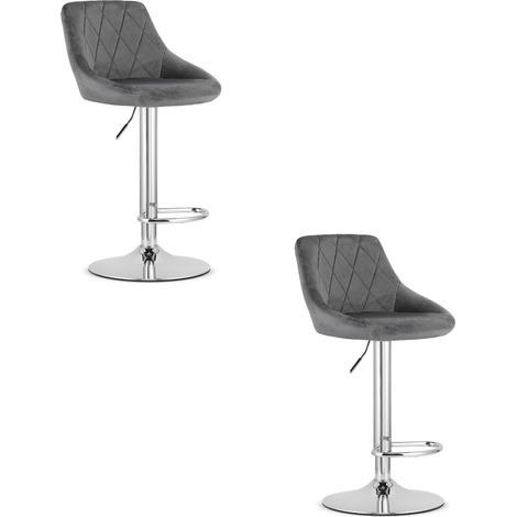 Sgabello KAST - velluto grigio / base cromata x 2 (1/5)