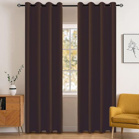 Wasserdichte Verdunkelungsvorhänge für den Innenbereich, 2er-Set, 132 x 244 cm, Wärmedämmung und Kälteschutz, lichtblockierende Vorhänge mit Ösen, Geräuschreduzierung, geeignet für Wohnzimmer, Schlafz (1/5)