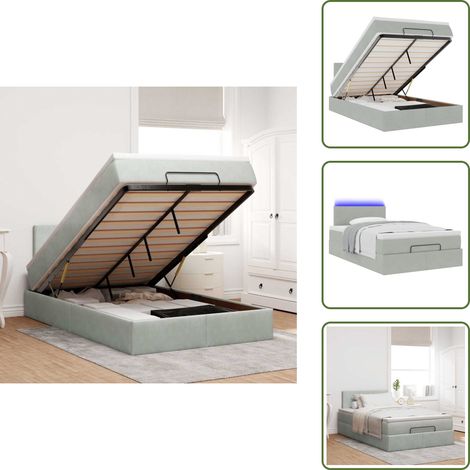Coprimaterasso - vidaXL Struttura Letto Pouf con Materasso 120x200 cm Velluto - Luci a LED