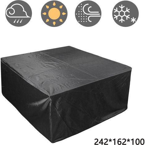 Housse de protection pour mobilier de jardin, housse rectangulaire pour table et chaises de jardin, imperméable, résistante à la neige, à la poussière, au vent et aux UV, 210D, 242 x 162 x 100 cm (1/4)