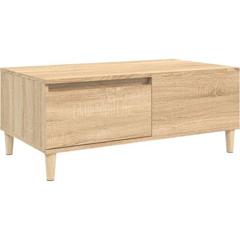 Mesa de centro con cajón diseño rústico moderno 90 x 50 x 36,5 cm madera de ingeniería color roble DEC039046