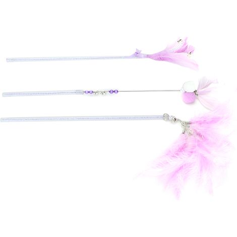 Ensemble de 3 baguettes à chat amusantes avec nœud papillon, clochette et plume. (1/5)