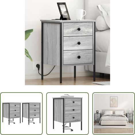 Rangement - Cabinet de chevet avec tiroir 2 pcs Gris Sonoma 42 x 41 x 61 cm (1/5)