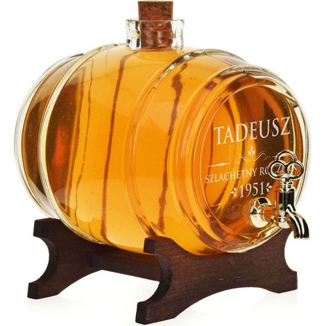 Barril de vidrio, tonel, barril, jarra de 2 litros con grifo, GRABADO como REGALO