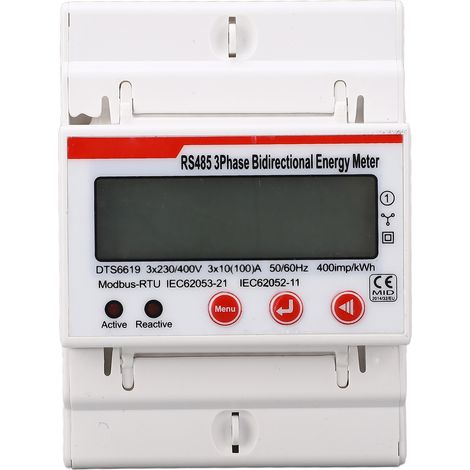 Compteur d'énergie triphasé DTS6619-042 sur rail DIN, multifonction avec affichage LCD rétroéclairé, 3x230/400V, classe de précision 1, 50/60 Hz (1/5)