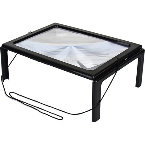 Lunette Loupe A4 3x Grossissement avec LED Éclairante Mains Libres pour Lecture, Détail et Travail Manuel, Surface Large 230x320mm (1/5)