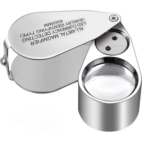 Schmucklupe, 40-fache Vergrößerung, Metall, faltbar, ideal zum Vergrößern von Diamanten, Schmuck, Münzen, Briefmarken usw.