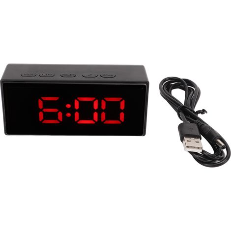 Réveil numérique intelligent LED avec capteur lumineux, écran miroir, mode double affichage, fonction snooze, couleur rouge. (1/5)