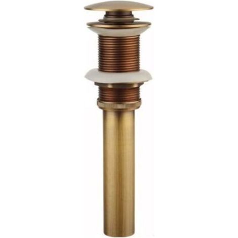 Sans Trop-Plein - Bonde de lavabo,Pop-up Rétro Bouchon Bonde de Lavabo Vidange Clic-clac sans Trop-Plein en Laiton Bronzé Universel Valve Draineur dEvier Vasque Siphon (1/3)