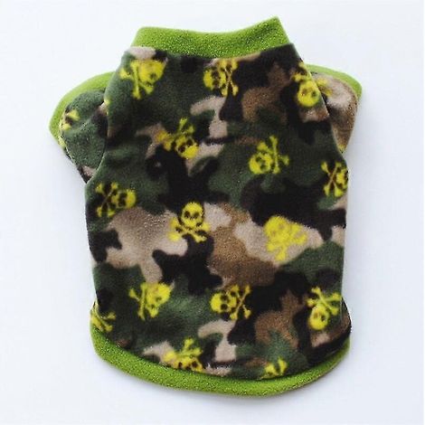 Weiche, warme Fleece-Haustierkleidung, niedlicher Hundemantel mit Totenkopf-Print, Welpen-Shirt-Jacke, Pullover für Französische Bulldoggen, Tarnmuster-Hundebekleidung, Größe 8 (1/5)
