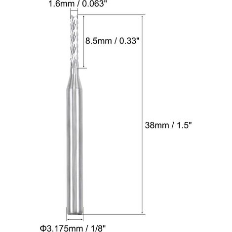 Lot de 10 fraises à graver en carbure de 1,6 mm pour machines de circuits imprimés, queue de 1/8". (1/4)