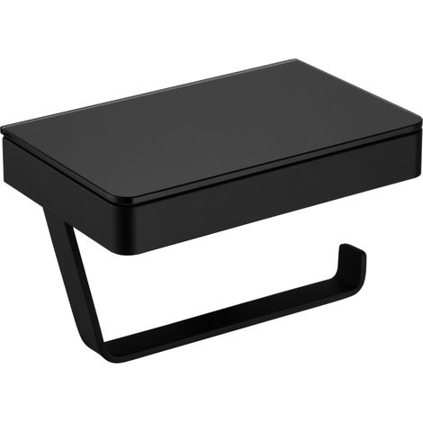 BERNSTEIN - Portarrollos de diseño en acero inoxidable con repisa de cristal - 17.5x11cm - G501 - Negro mate