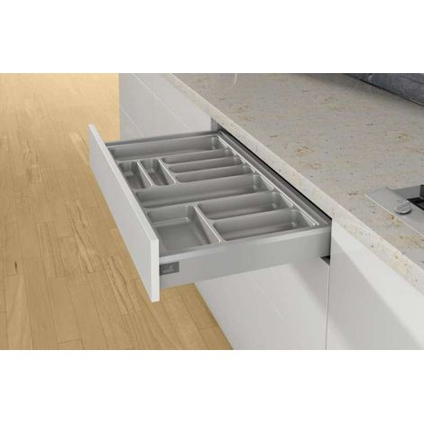 Range couverts orgatray 440 - Pour caisson AvanTech You de largeur : 400 mm - Largeur maxi : 350 mm - Largeur mini : 301 mm - Pour caisson Arcitech de largeur : 450  - HETTICH
