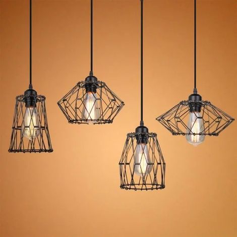 5 en 1 Lampe à suspension rétractable Lustre Rétro Style Industriel Métal Eclairage Plafond Vintage pour Salon,Salle D'étude (1/4)