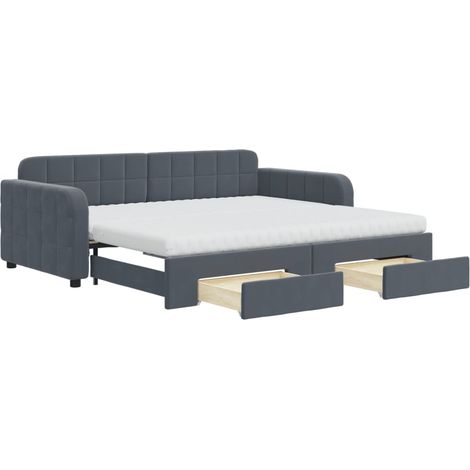 Maison Exclusive - Divano Letto Estraibile Cassetti Grigio Scuro 90x190cm Velluto